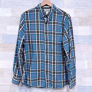 L.L. Bean Blue Casual Button Down Flannel Slim Fit Shirt